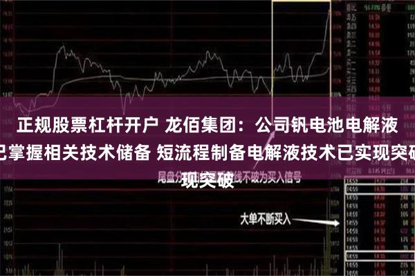 正规股票杠杆开户 龙佰集团：公司钒电池电解液已掌握相关技术储